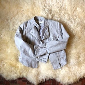 Baby Blue Faux Suede Moto Jacket